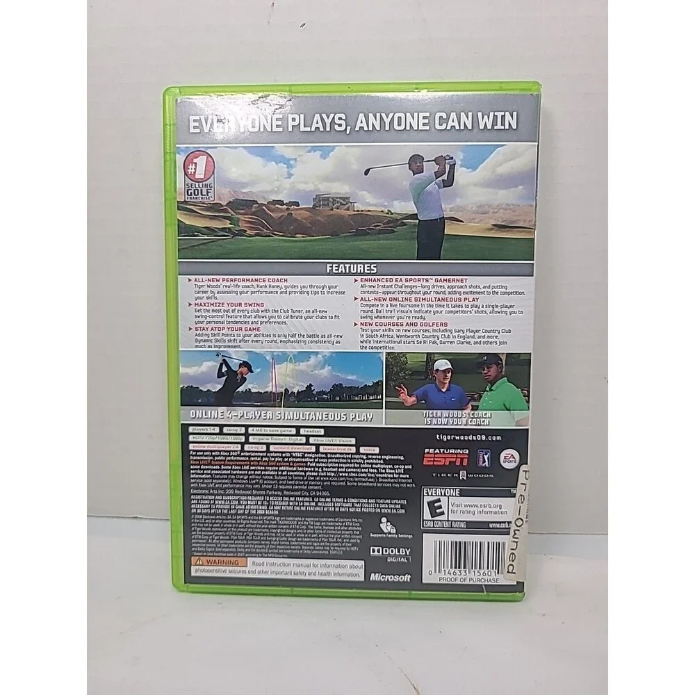 Tiger Woods PGA Tour 09 (Microsoft Xbox 360, 2008) CIB Complete